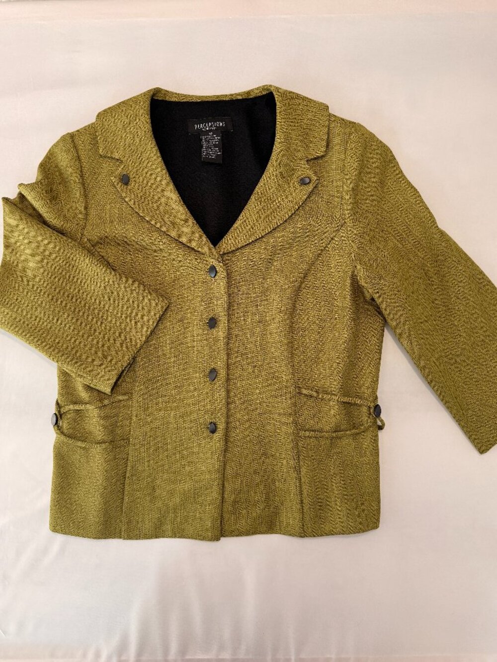 Perceptions New York Size 12 Olive Green Textured Blazer Jacket